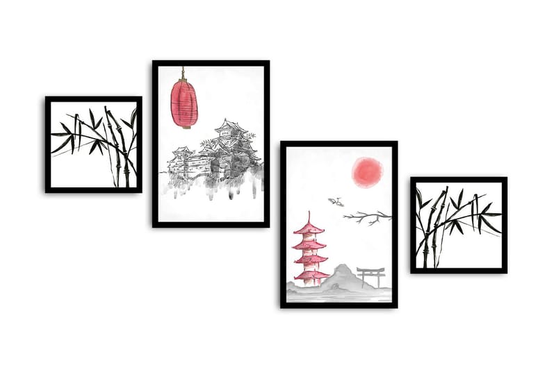 Koristeellinen kehystetty MDF Taulu (4 kpl) - Sisustustuotteet - Taulu & taide - Canvas-taulu