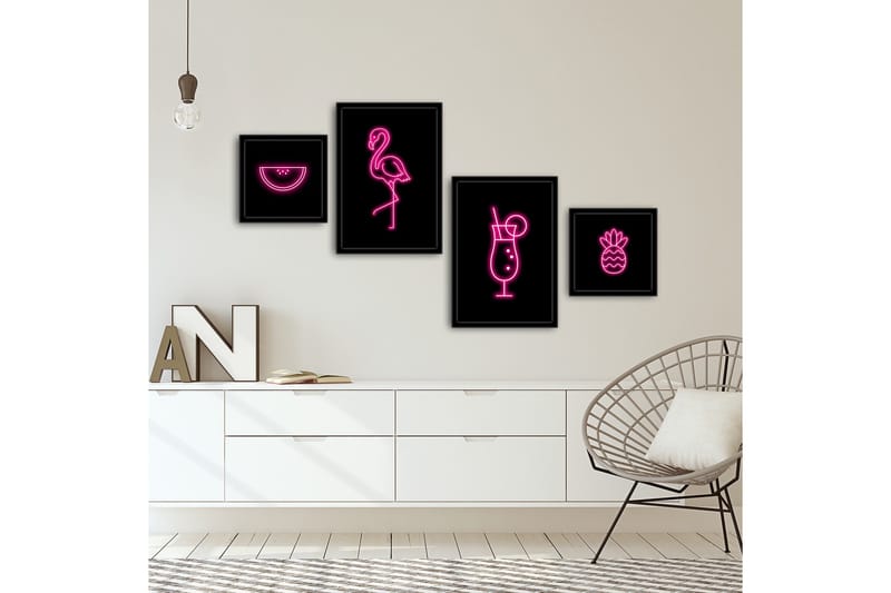 Koristeellinen kehystetty MDF Taulu (4 kpl) - Sisustustuotteet - Taulu & taide - Canvas-taulu