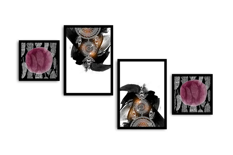 Koristeellinen kehystetty MDF Taulu (4 kpl), undefined