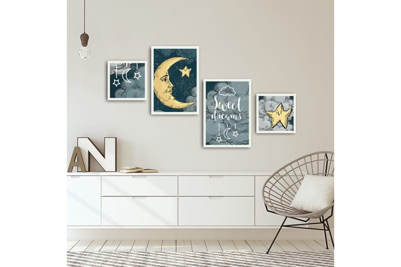 Koristeellinen kehystetty MDF Taulu (4 kpl) - Sisustustuotteet - Taulu & taide - Canvas-taulu