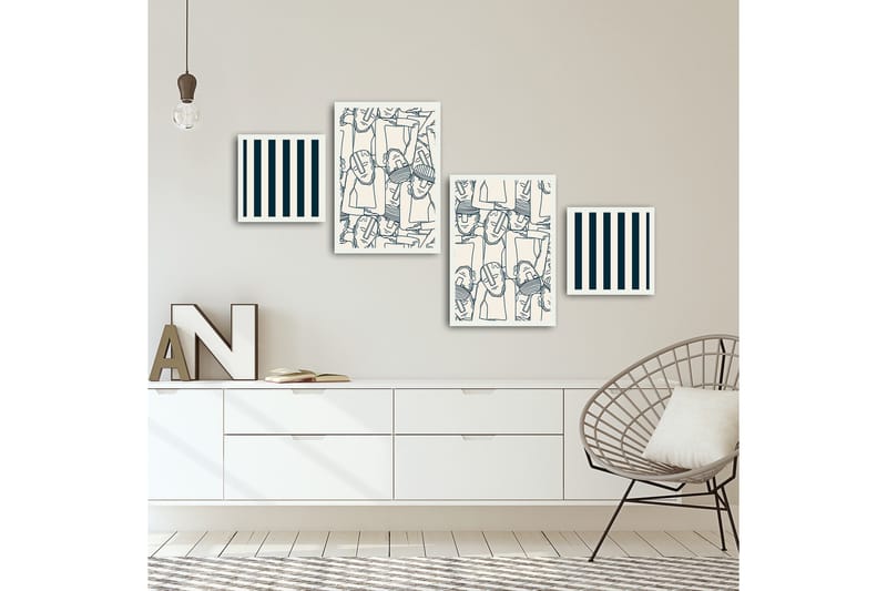 Koristeellinen kehystetty MDF Taulu (4 kpl) - Sisustustuotteet - Taulu & taide - Canvas-taulu