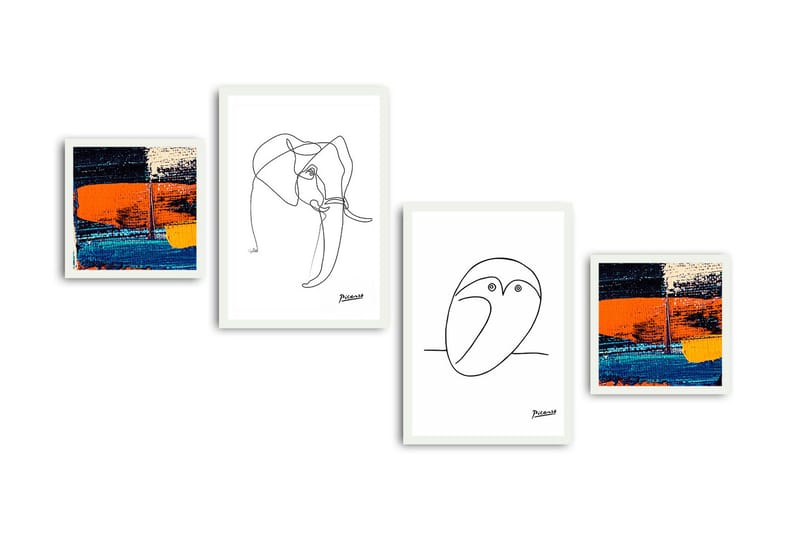 Koristeellinen kehystetty MDF Taulu (4 kpl) - Sisustustuotteet - Taulu & taide - Canvas-taulu