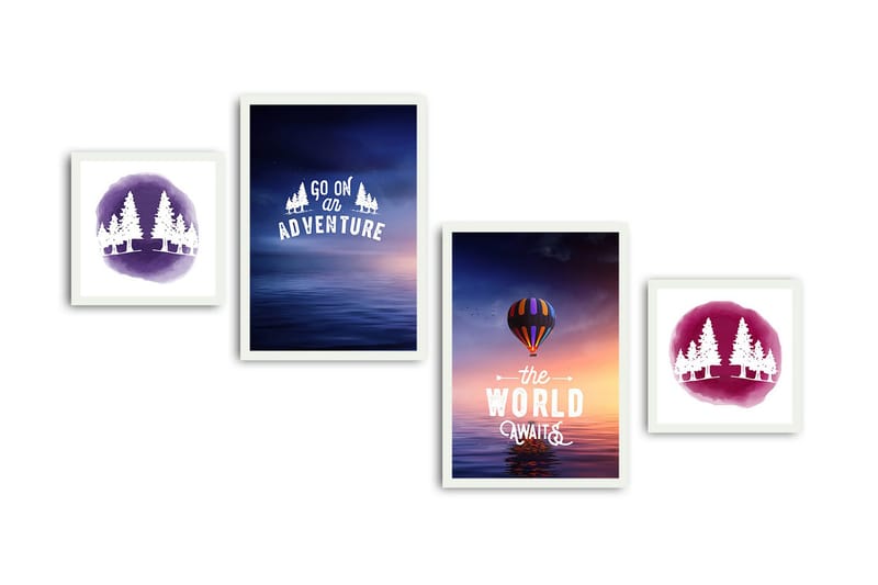 Koristeellinen kehystetty MDF Taulu (4 kpl) - Sisustustuotteet - Taulu & taide - Canvas-taulu