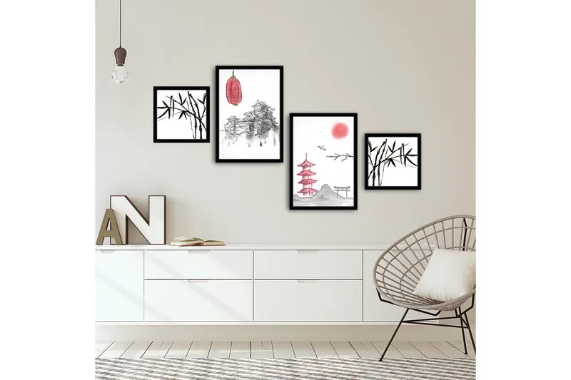 Koristeellinen kehystetty MDF Taulu (4 kpl) - Sisustustuotteet - Taulu & taide - Canvas-taulu