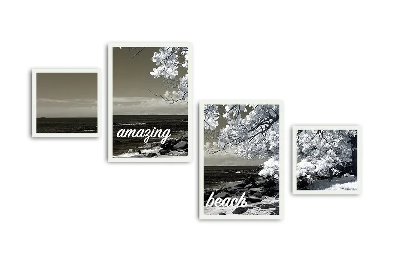 Koristeellinen kehystetty MDF Taulu (4 kpl), undefined