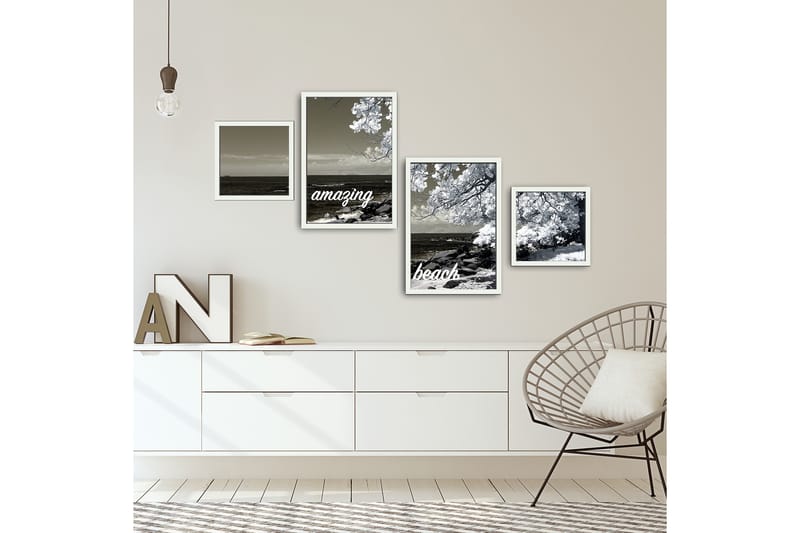 Koristeellinen kehystetty MDF Taulu (4 kpl) - Sisustustuotteet - Taulu & taide - Canvas-taulu