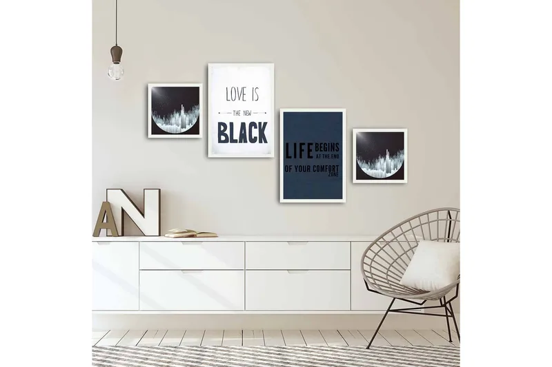 Koristeellinen kehystetty MDF Taulu (4 kpl) - Sisustustuotteet - Taulu & taide - Canvas-taulu