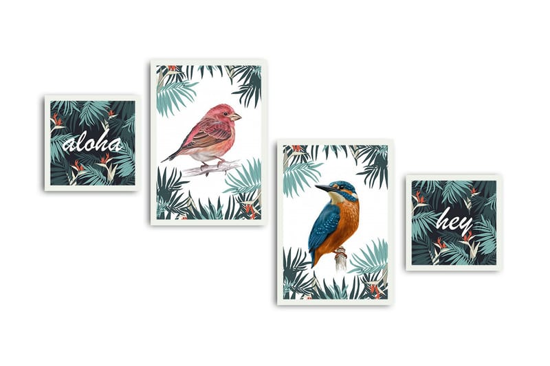 Koristeellinen kehystetty MDF Taulu (4 kpl), undefined