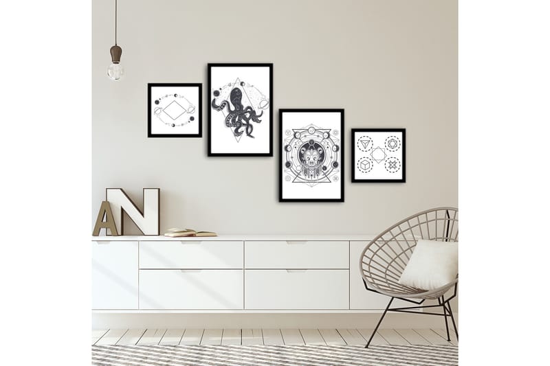 Koristeellinen kehystetty MDF Taulu (4 kpl) - Sisustustuotteet - Taulu & taide - Canvas-taulu