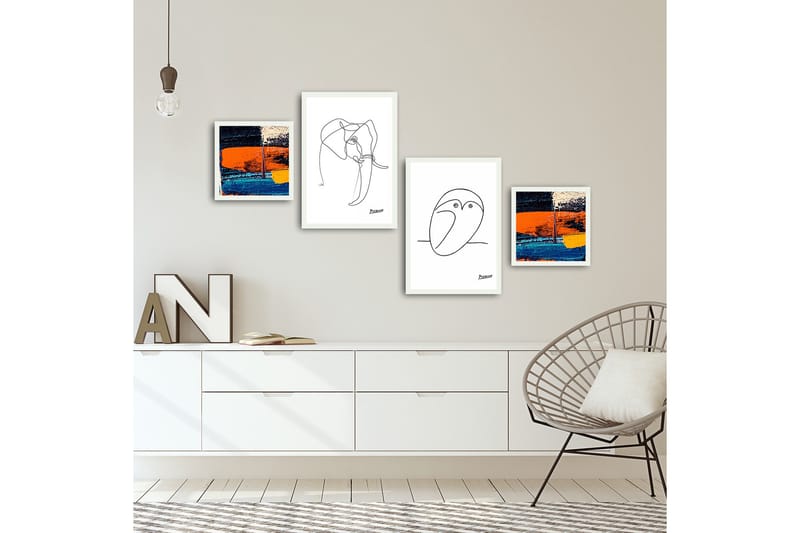 Koristeellinen kehystetty MDF Taulu (4 kpl) - Sisustustuotteet - Taulu & taide - Canvas-taulu