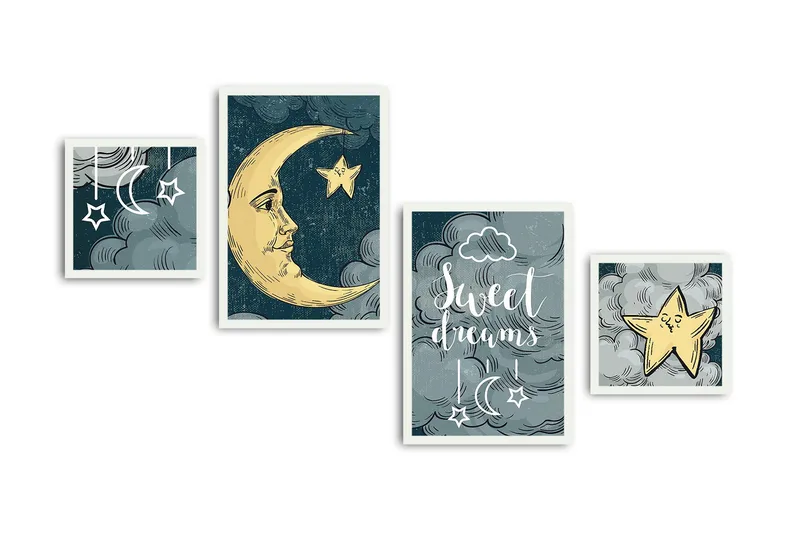 Koristeellinen kehystetty MDF Taulu (4 kpl) - Sisustustuotteet - Taulu & taide - Canvas-taulu