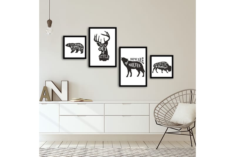 Koristeellinen kehystetty MDF Taulu (4 kpl) - Sisustustuotteet - Taulu & taide - Canvas-taulu