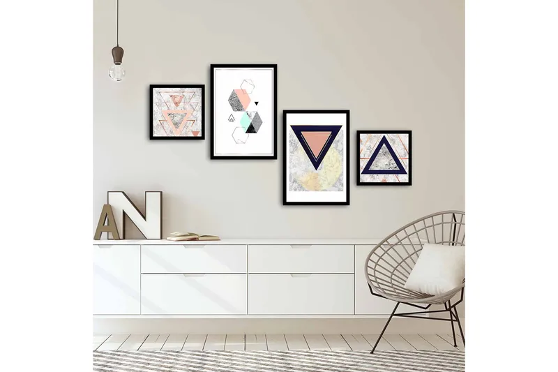 Koristeellinen kehystetty MDF Taulu (4 kpl) - Sisustustuotteet - Taulu & taide - Canvas-taulu