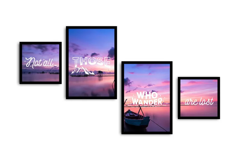 Koristeellinen kehystetty MDF Taulu (4 kpl) - Sisustustuotteet - Taulu & taide - Canvas-taulu