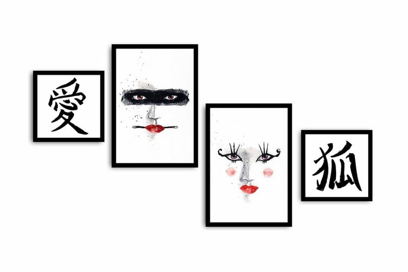 Koristeellinen kehystetty MDF Taulu (4 kpl) - Sisustustuotteet - Taulu & taide - Canvas-taulu