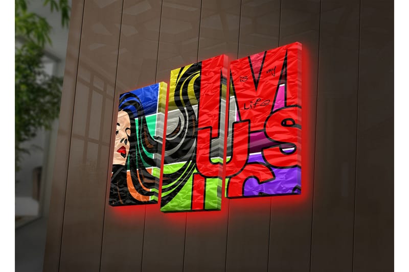 Koristeellinen Led Valaistu Canvas Taulu (3 kpl) - Sisustustuotteet - Taulu & taide - Canvas-taulu