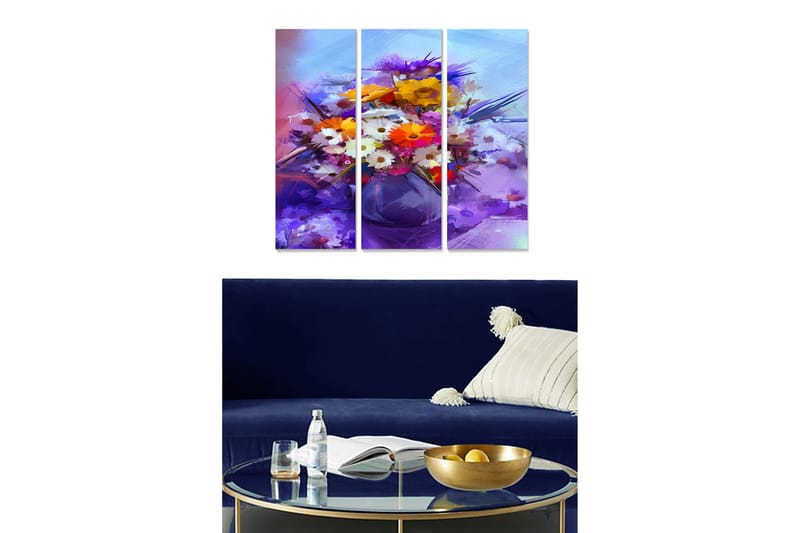 Koristeellinen MDF-maalaus 3-os 20x50 cm - Monivärinen - Sisustustuotteet - Taulu & taide - Canvas-taulu