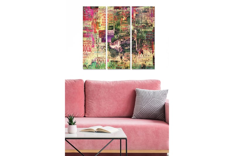 Koristeellinen MDF-maalaus 3-os 20x50 cm - Monivärinen - Sisustustuotteet - Taulu & taide - Canvas-taulu