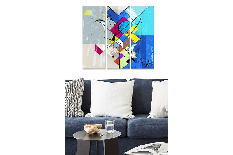 Koristeellinen MDF-maalaus 3-os 20x50 cm - Monivärinen - Sisustustuotteet - Taulu & taide - Canvas-taulu