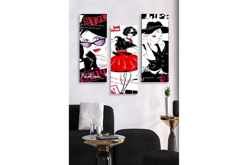 Koristeellinen MDF-maalaus 3-os 20x50 cm - Monivärinen - Sisustustuotteet - Taulu & taide - Canvas-taulu