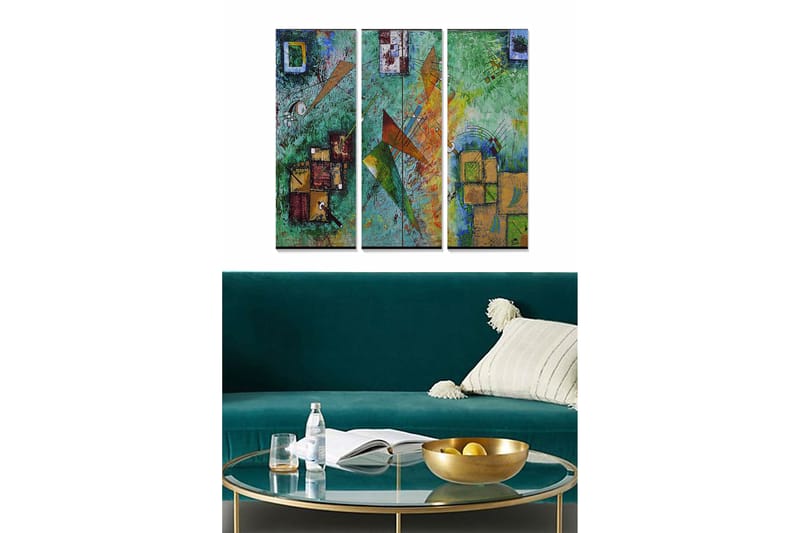 Koristeellinen MDF-maalaus 3-os 20x50 cm - Monivärinen - Sisustustuotteet - Taulu & taide - Canvas-taulu