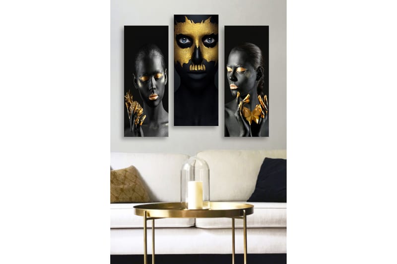 Koristeellinen MDF-maalaus 3-os 20x50 cm - Monivärinen - Sisustustuotteet - Taulu & taide - Canvas-taulu