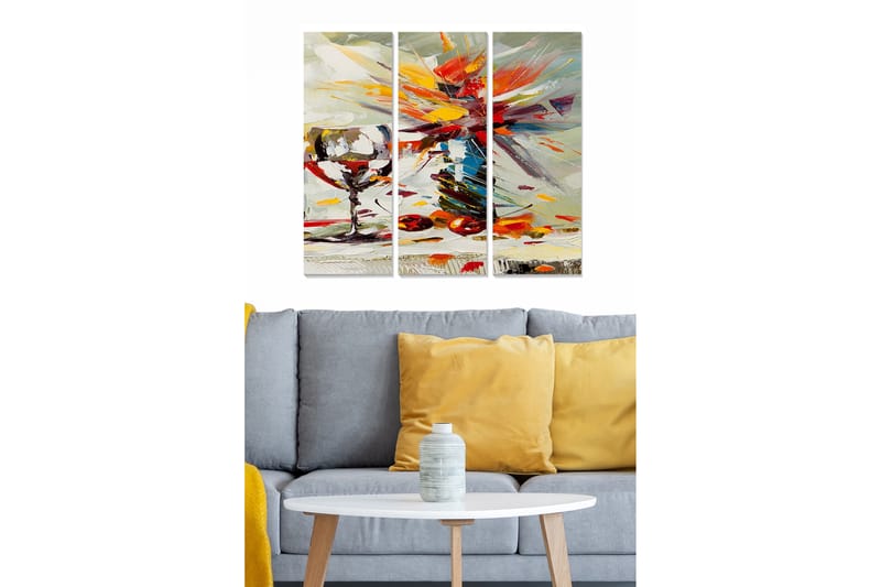 Koristeellinen MDF-maalaus 3-os 20x50 cm - Monivärinen - Sisustustuotteet - Taulu & taide - Canvas-taulu