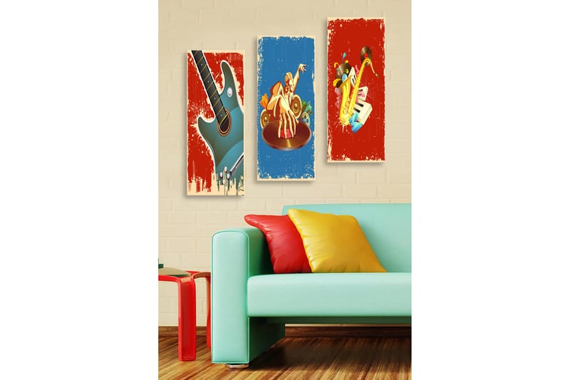 Koristeellinen MDF-maalaus 3-os 20x50 cm - Monivärinen - Sisustustuotteet - Taulu & taide - Canvas-taulu