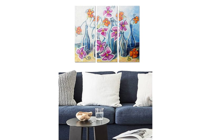 Koristeellinen MDF-maalaus 3-os 20x50 cm - Monivärinen - Sisustustuotteet - Taulu & taide - Canvas-taulu
