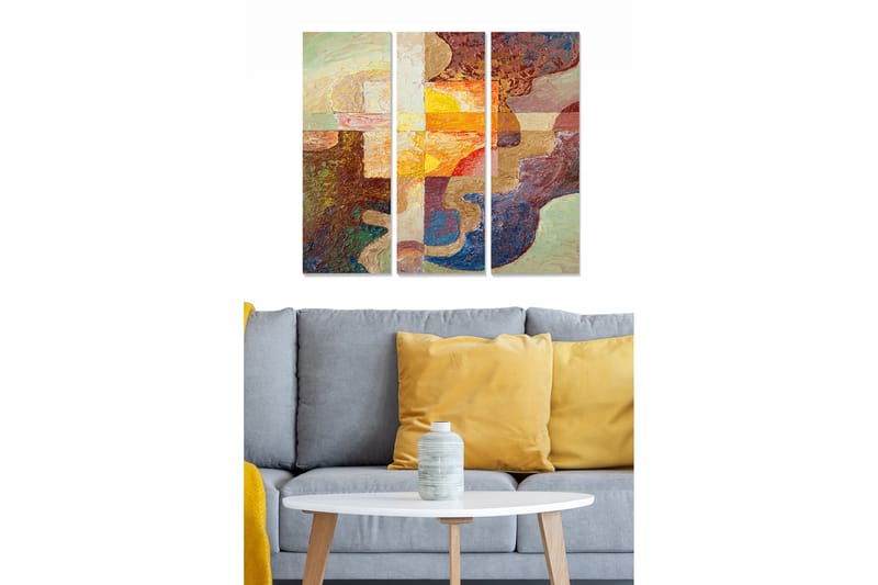 Koristeellinen MDF-maalaus 3-os 20x50 cm - Monivärinen - Sisustustuotteet - Taulu & taide - Canvas-taulu