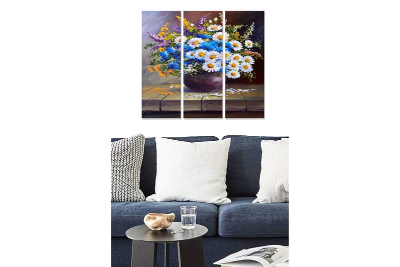 Koristeellinen MDF-maalaus 3-os 20x50 cm - Monivärinen - Sisustustuotteet - Taulu & taide - Canvas-taulu