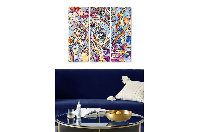 Koristeellinen MDF-maalaus 3-os 20x50 cm - Monivärinen - Sisustustuotteet - Taulu & taide - Canvas-taulu