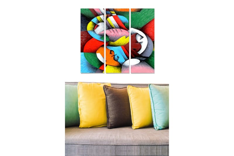 Koristeellinen MDF-maalaus 3-os 20x50 cm - Monivärinen - Sisustustuotteet - Taulu & taide - Canvas-taulu