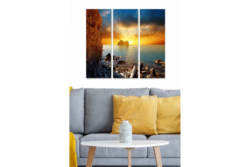 Koristeellinen MDF-maalaus 3-os 20x50 cm - Monivärinen - Sisustustuotteet - Taulu & taide - Canvas-taulu