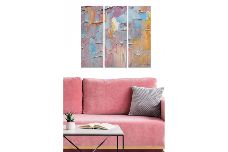 Koristeellinen MDF-maalaus 3-os 20x50 cm - Monivärinen - Sisustustuotteet - Taulu & taide - Canvas-taulu