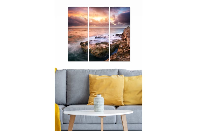 Koristeellinen MDF-maalaus 3-os 20x50 cm - Monivärinen - Sisustustuotteet - Taulu & taide - Canvas-taulu