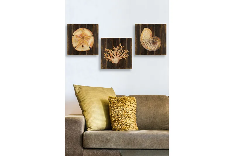 Koristeellinen MDF-maalaus 3-os 30x30 cm, Monivärinen