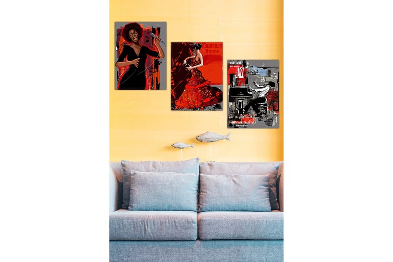 Koristeellinen MDF-maalaus 3-os 30x40 cm, Monivärinen