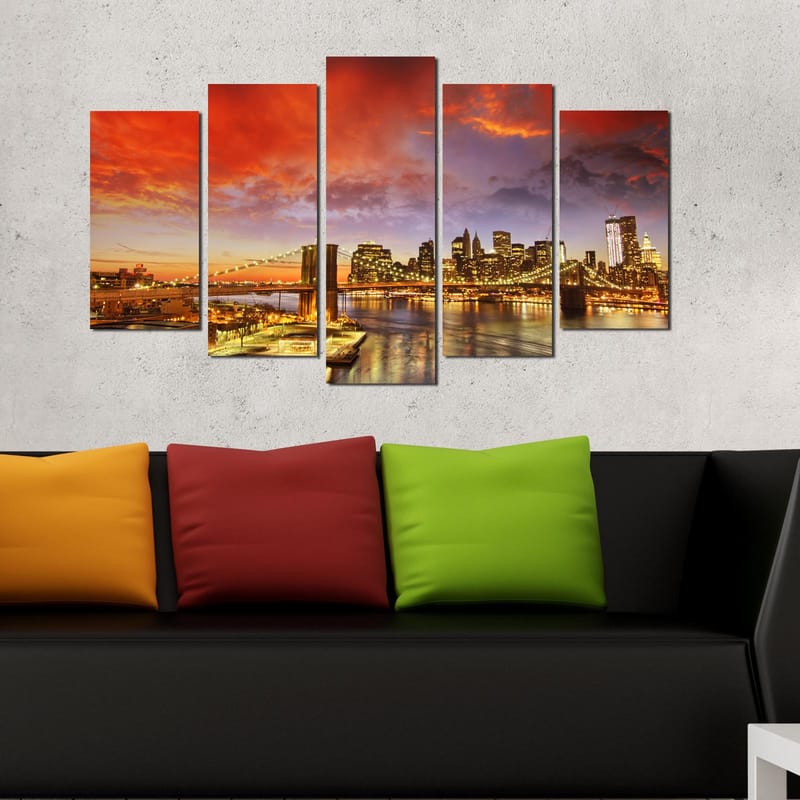 Koristeellinen MDF-maalaus 5-os 20x60 cm - Monivärinen - Sisustustuotteet - Taulu & taide - Canvas-taulu