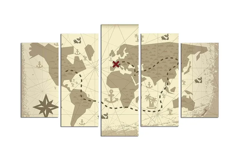 Koristeellinen MDF-maalaus 5-os 20x60 cm, Monivärinen