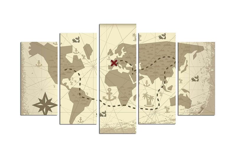 Koristeellinen MDF-maalaus 5-os 20x60 cm, Monivärinen