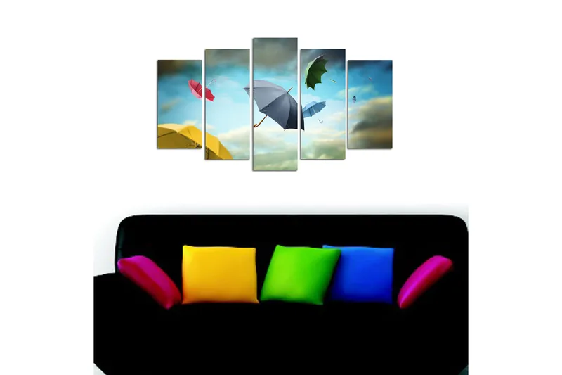 Koristeellinen MDF-maalaus 5-os 20x60 cm - Monivärinen - Sisustustuotteet - Taulu & taide - Canvas-taulu