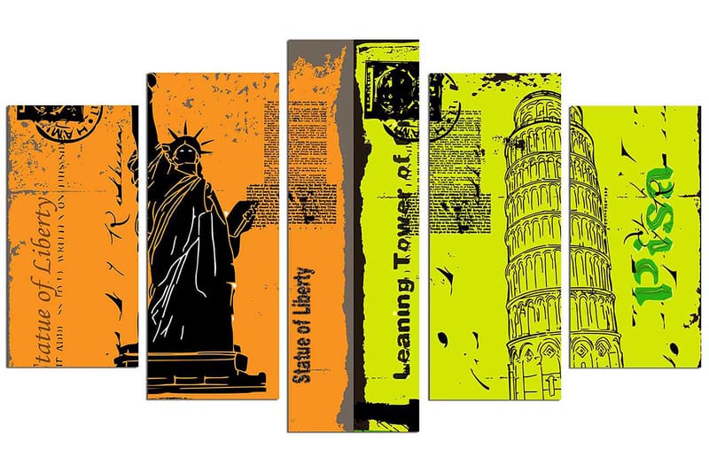 Koristeellinen MDF-maalaus 5-os 20x60 cm - Monivärinen - Sisustustuotteet - Taulu & taide - Canvas-taulu