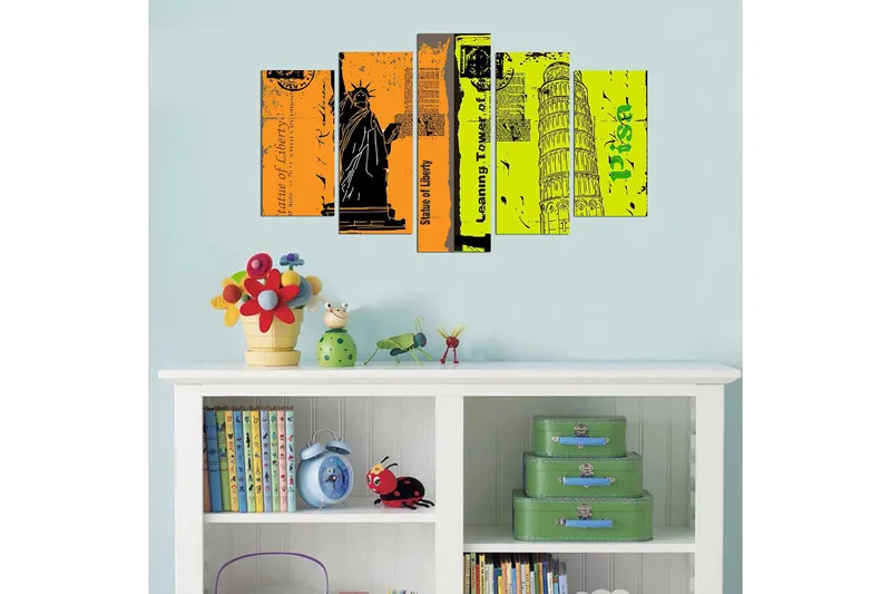 Koristeellinen MDF-maalaus 5-os 20x60 cm - Monivärinen - Sisustustuotteet - Taulu & taide - Canvas-taulu