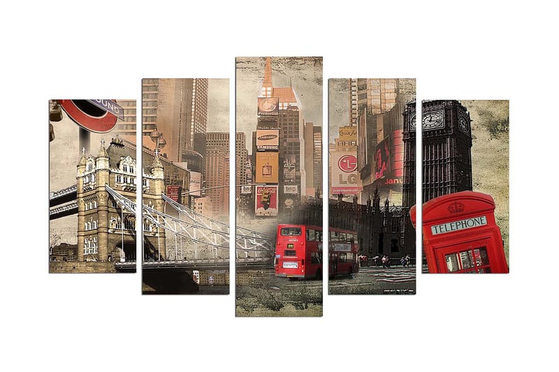 Koristeellinen MDF-maalaus 5-os 20x60 cm, Monivärinen