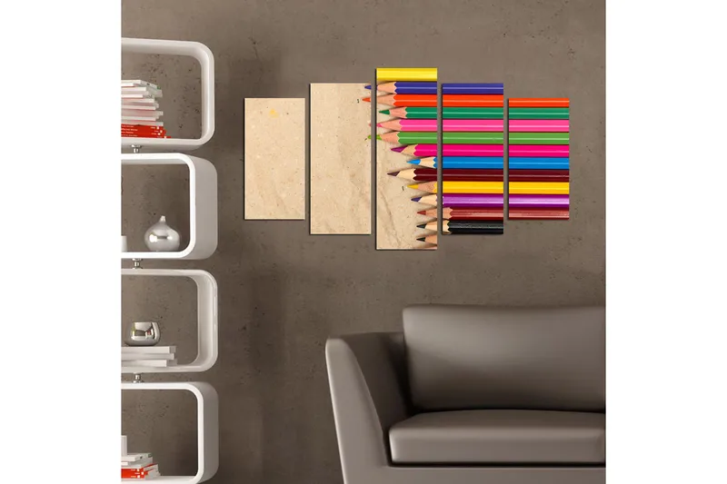 Koristeellinen MDF-maalaus 5-os 20x60 cm - Monivärinen - Sisustustuotteet - Taulu & taide - Canvas-taulu