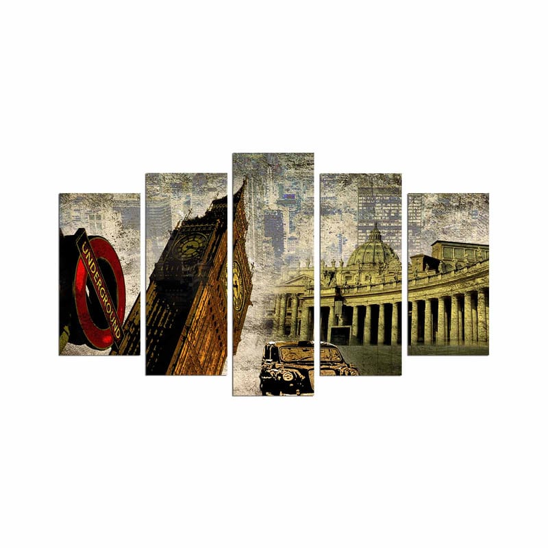 Koristeellinen MDF-maalaus 5-os 20x60 cm, Monivärinen