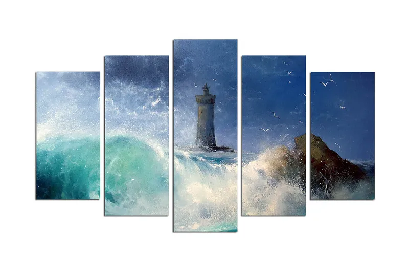 Koristeellinen MDF-maalaus 5-os 20x60 cm, Monivärinen