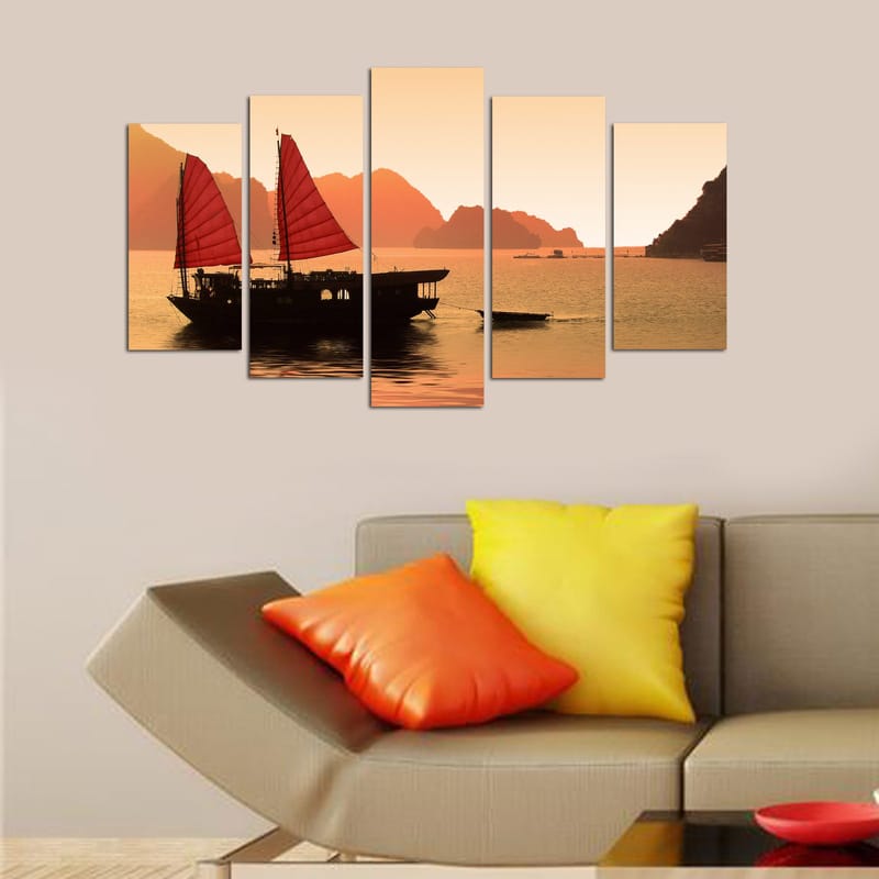 Koristeellinen MDF-maalaus 5-os 20x60 cm - Monivärinen - Sisustustuotteet - Taulu & taide - Canvas-taulu