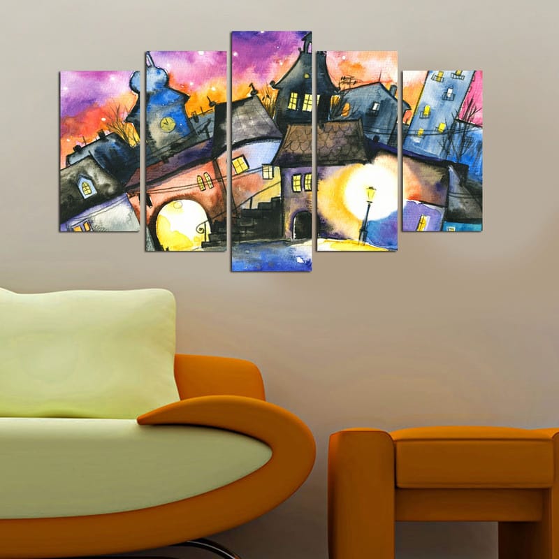 Koristeellinen MDF-maalaus 5-os 20x60 cm - Monivärinen - Sisustustuotteet - Taulu & taide - Canvas-taulu